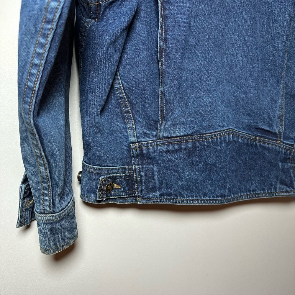 Vintage East West 80s 90s Sequin Floral Embellished Cotton Denim Jacket Sz L - Picture 8 of 10